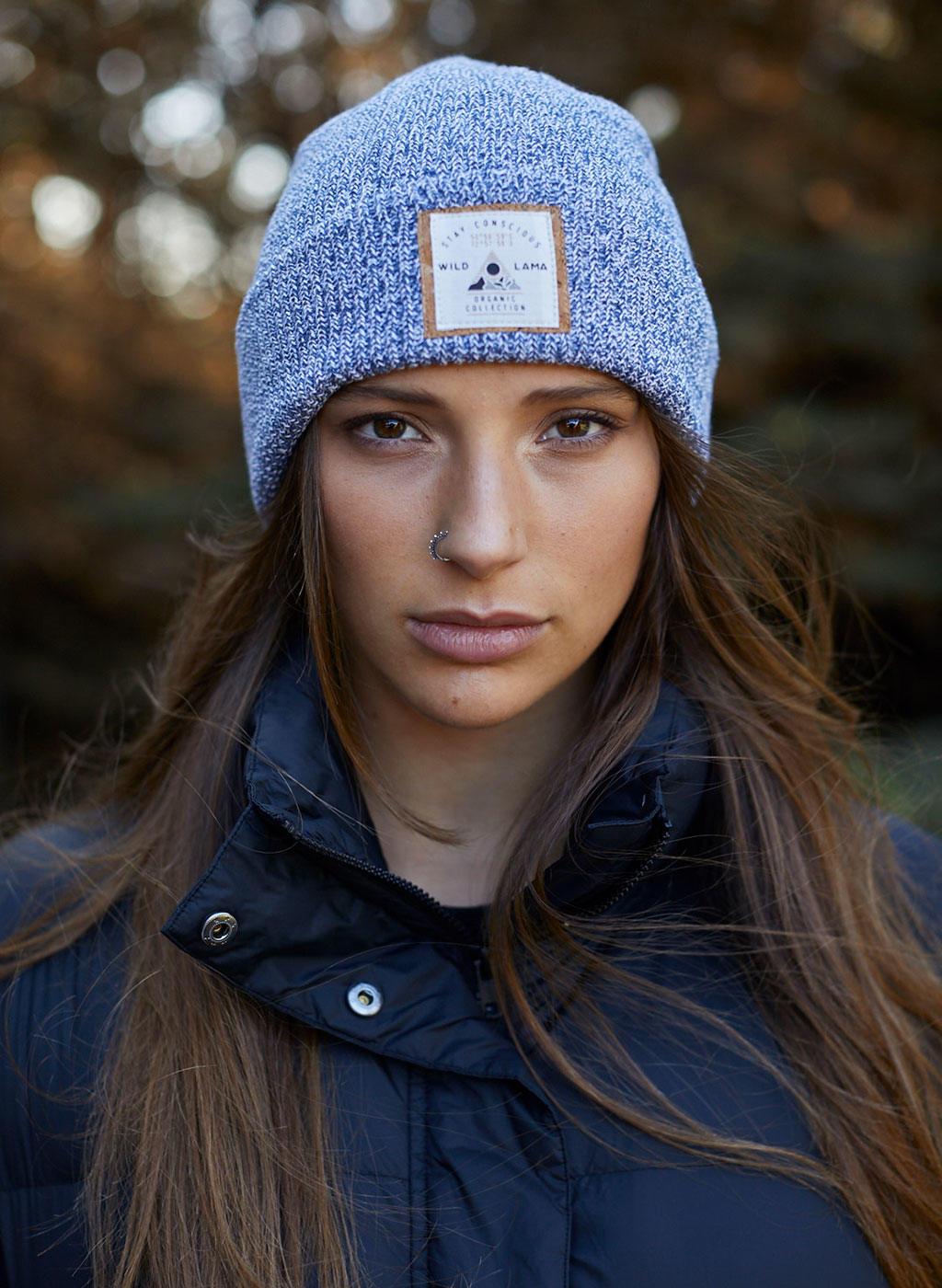 Organic Cotton Urban Blue & White Beanie